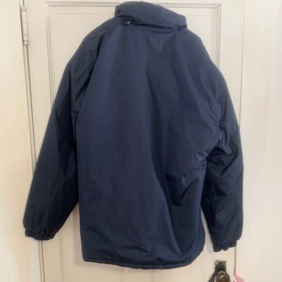 Navy blue and silver Fleece lined Zip up jacket with hide away hood - Picture 8 of 15